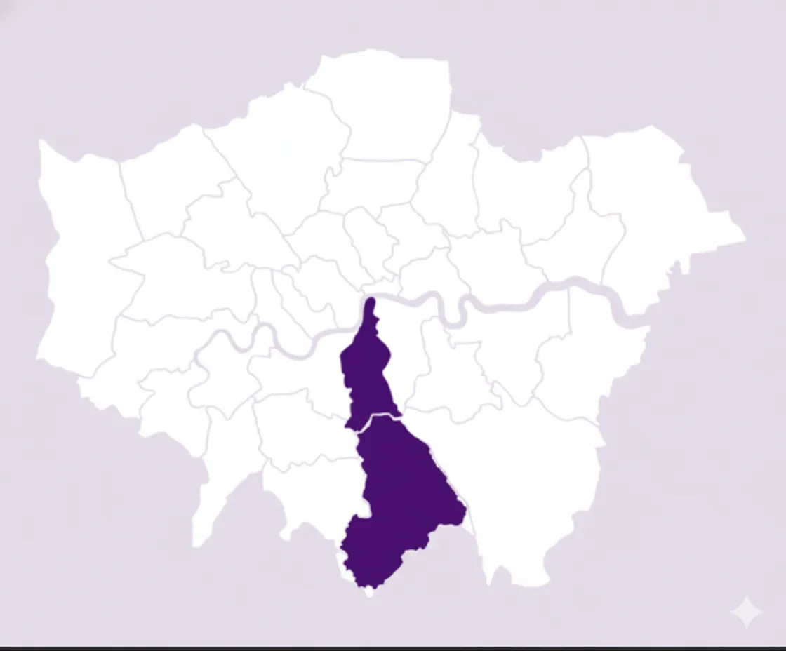 Map of Lambeth and Croydon